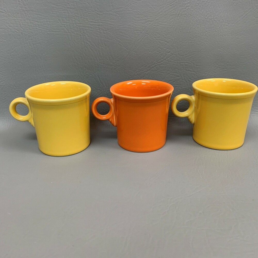 Homer Laughlin Fiesta Contemporary Coffee Mugs Cups Orangeā Yellow Lot of 3